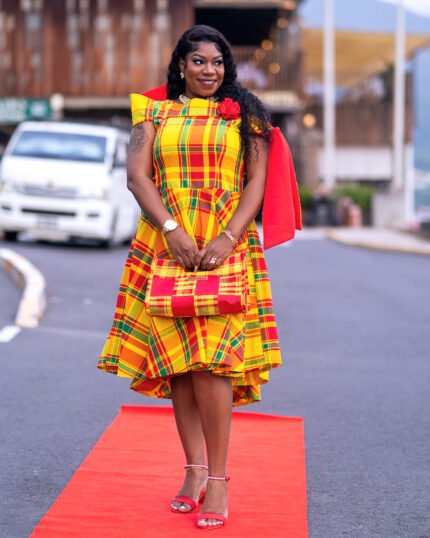 Yellow Madras Fit and Flare Dress